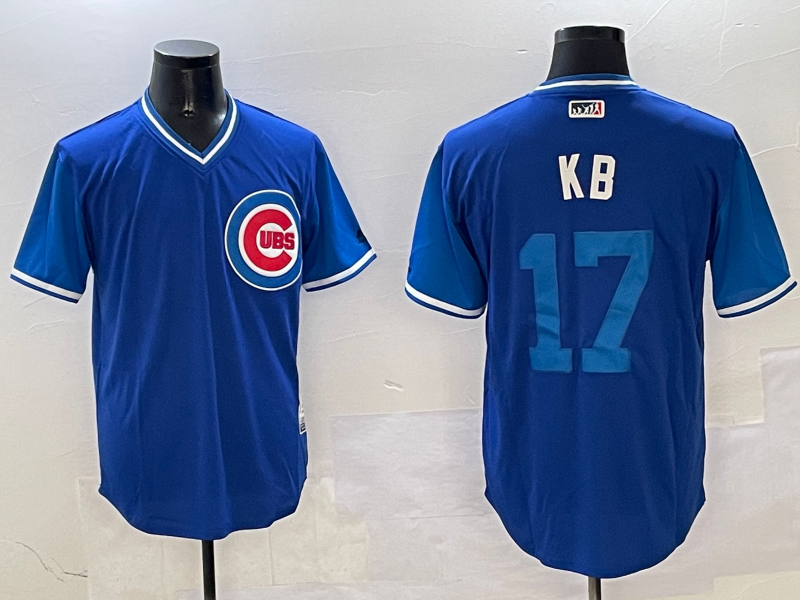 Men's Chicago Cubs Kris Bryant #17 Royal Replica Player Jersey1 basketball jersey product view 1