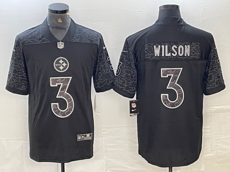Men's Pittsburgh Steelers Russell Wilson #3 Black RFLCTV Limited Jersey1 football jersey product view 1