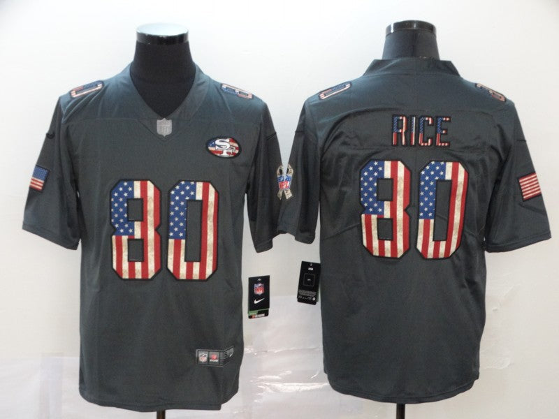 Men's San Francisco 49ers Jerry Rice #80 Black Stitched Game Jersey1 football jersey product view 1