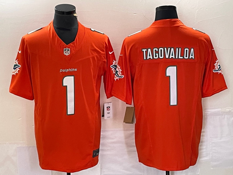 Men's Miami Dolphins Tua Tagovailoa #1 Orange Aqua Legend Jersey1 football jersey product view 1
