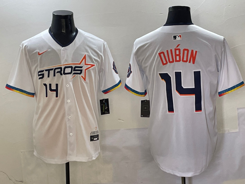 Men's Houston Astros Mauricio Dubon #14 White 2025 City Connect Limited Player Jersey1 baseball jersey product view 1