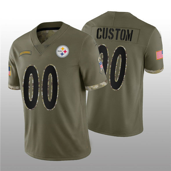 Custom1 Pittsburgh Steelers ACTIVE PLAYER 2022 Olive Salute To Service Limited Stitched Jersey1 Football Jersey1 football jersey product view 1