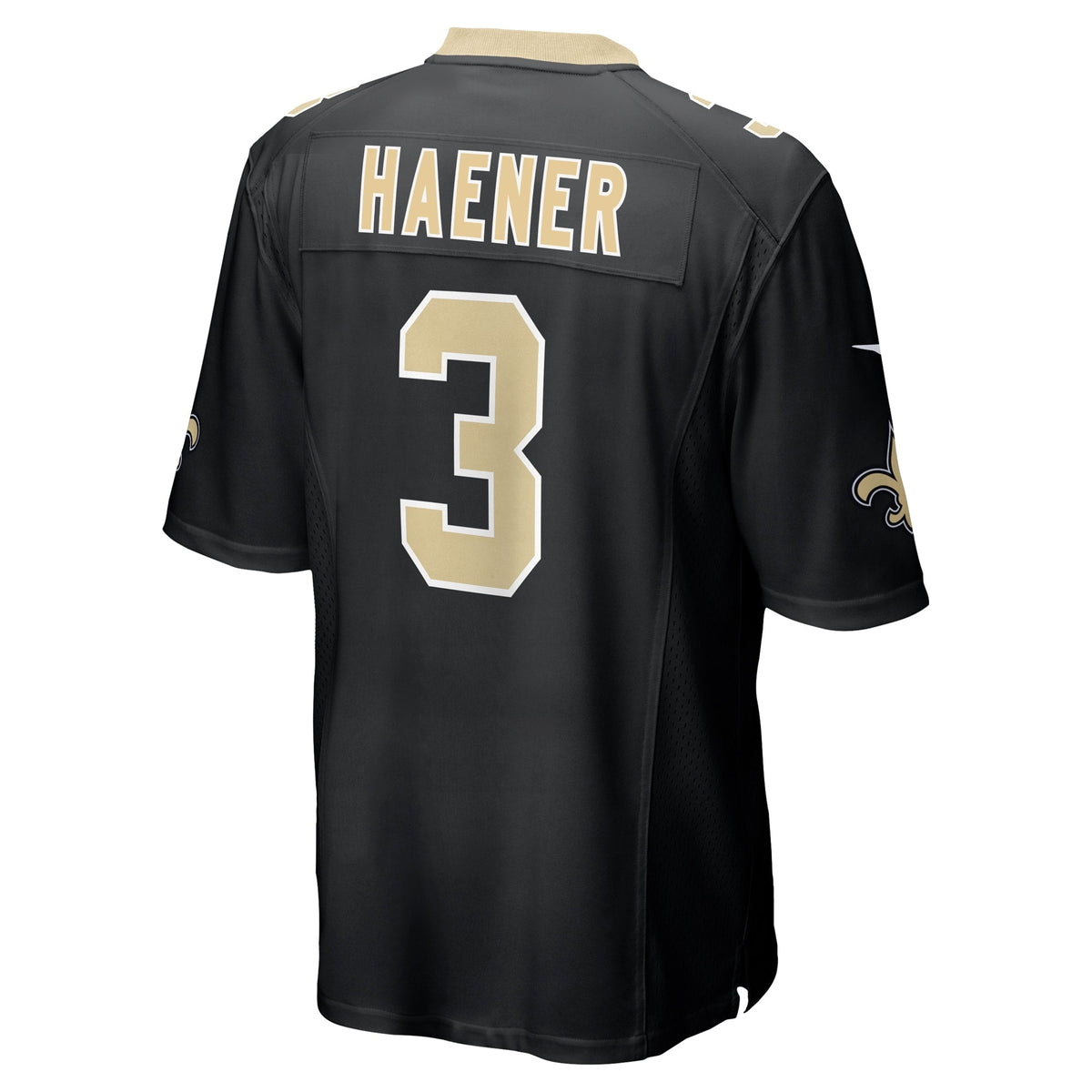 Jake Haener New Orleans Saints Nike Team Game Jersey - Black football jersey product view 3