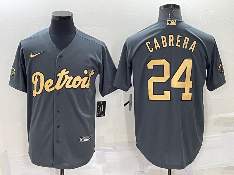 Men's Detroit Tigers Miguel Cabrera #24 Gray Stitched Jersey baseball jersey product view 1