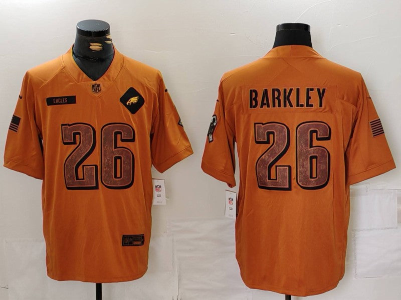 Men's Philadelphia Eagles Saquon Barkley #26 Brown 2023 Salute To Service Limited Jersey1 football jersey product view 1
