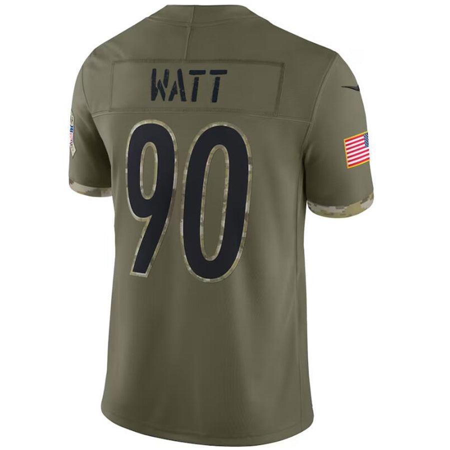 #90 T.J. Watt Player P.Steelers Olive Salute To Service Limited Football Jerseys football jersey product view 1