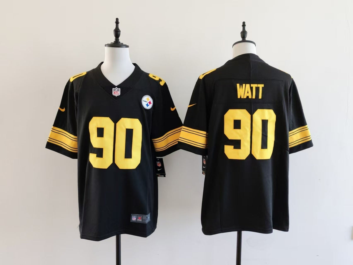 Men's Pittsburgh Steelers T.J. Watt Nike Jersey - Black-yellow numbers football jersey product view 1