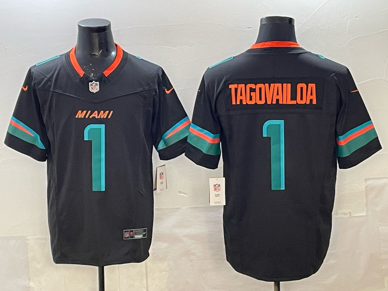 Men's Miami Dolphins Tua Tagovailoa #1 Pitch Blue 2025 Rivalries Collection Limited Jersey football jersey product view 1