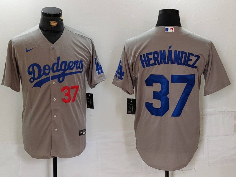 Men's Los Angeles Dodgers Teoscar Hernandez #37 Gray Limited Player Jersey1 baseball jersey product view 1