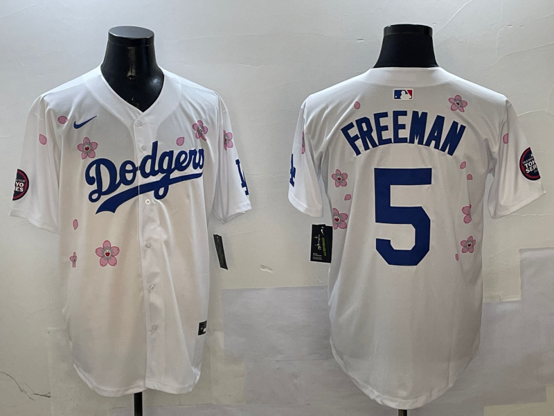 Men's Los Angeles Dodgers Freddie Freeman #5 White Alternate Replica Player Jersey1 baseball jersey product view 1