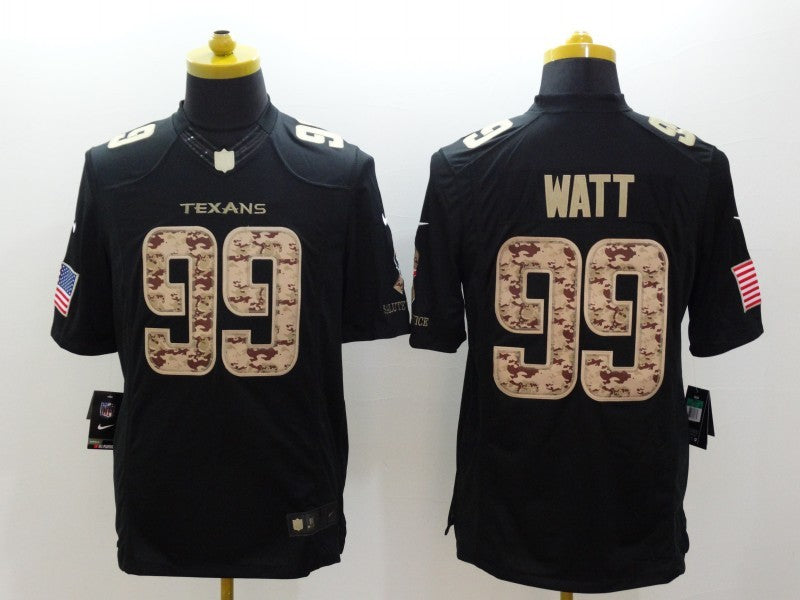 Men's Houston Texans #99 J.J. Watt Black Authentic Game Jersey1 football jersey product view 1