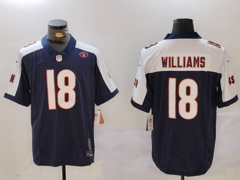 Men's Chicago Bears Caleb Williams #18 Navy Game Jersey1 football jersey product view 1