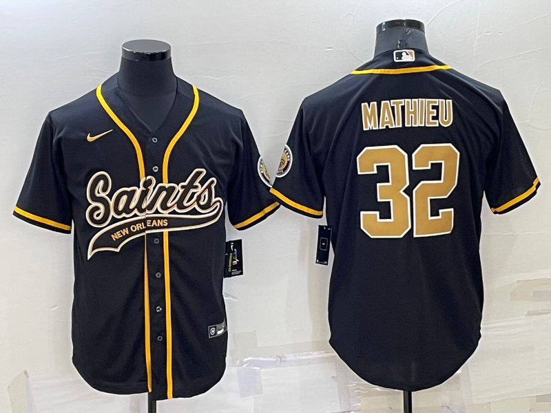 Men's New Orleans Saints Tyrann Mathieu #32 Black Game Jersey1 Joint Edition football jersey product view 1