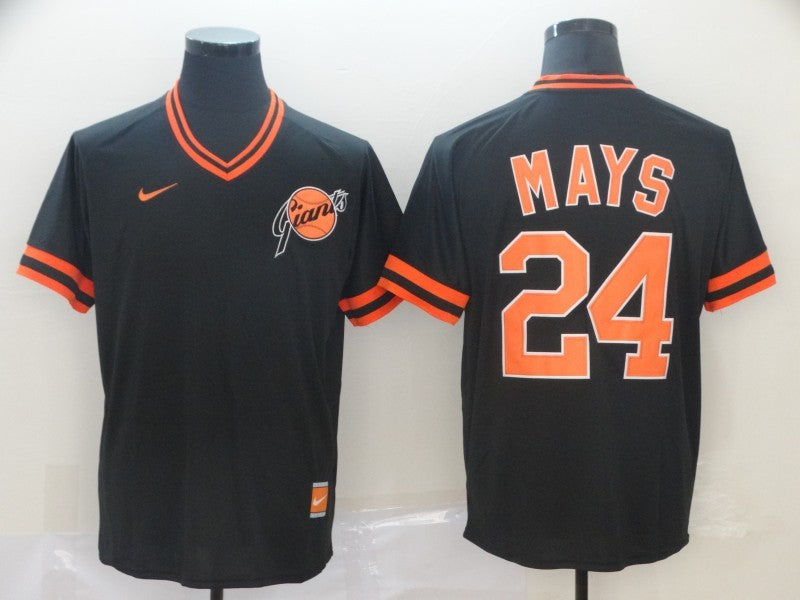 Men's San Francisco Giants Willie Mays #24 Black Replica Player Jersey1 baseball jersey product view 1