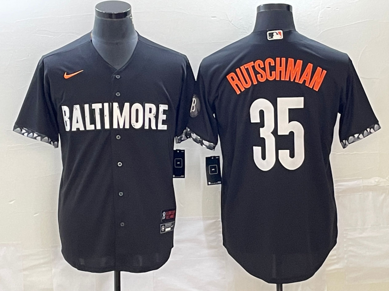 Men's Baltimore Orioles Adley Rutschman #35 Black 2023 City Connect Replica Jersey1 baseball jersey product view 1