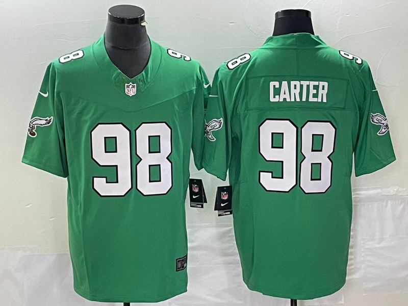 Men's Philadelphia Eagles Jalen Carter #98 Kelly Green Game Jersey1 football jersey product view 1