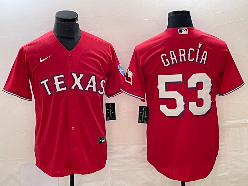 Men's Texas Rangers Adolis Garcia #53 Red Replica Player Jersey baseball jersey product view 1