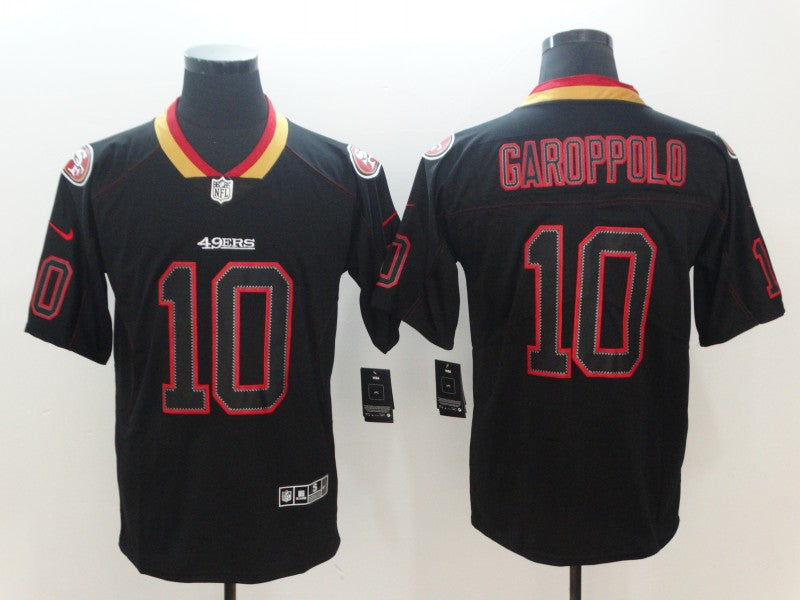 Men's San Francisco 49ers #10 Jimmy Garoppolo Black Game Player Jersey1 football jersey product view 1