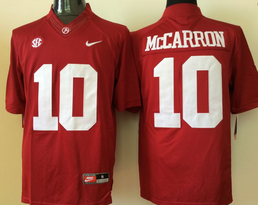 Men's Alabama Crimson Tide A.J. McCarron #10 Crimson Player Game Jersey sports jersey product view 1