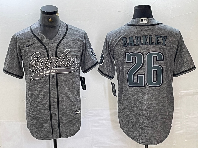 Men's Philadelphia Eagles Saquon Barkley #26 Gray Game Jersey1 Joint Edition football jersey product view 1