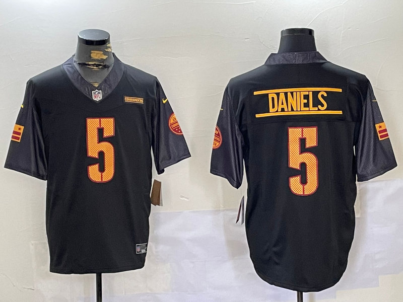 Men's Washington Commanders Jayden Daniels #5 Black Alternate Game Player Jersey1 football jersey product view 1