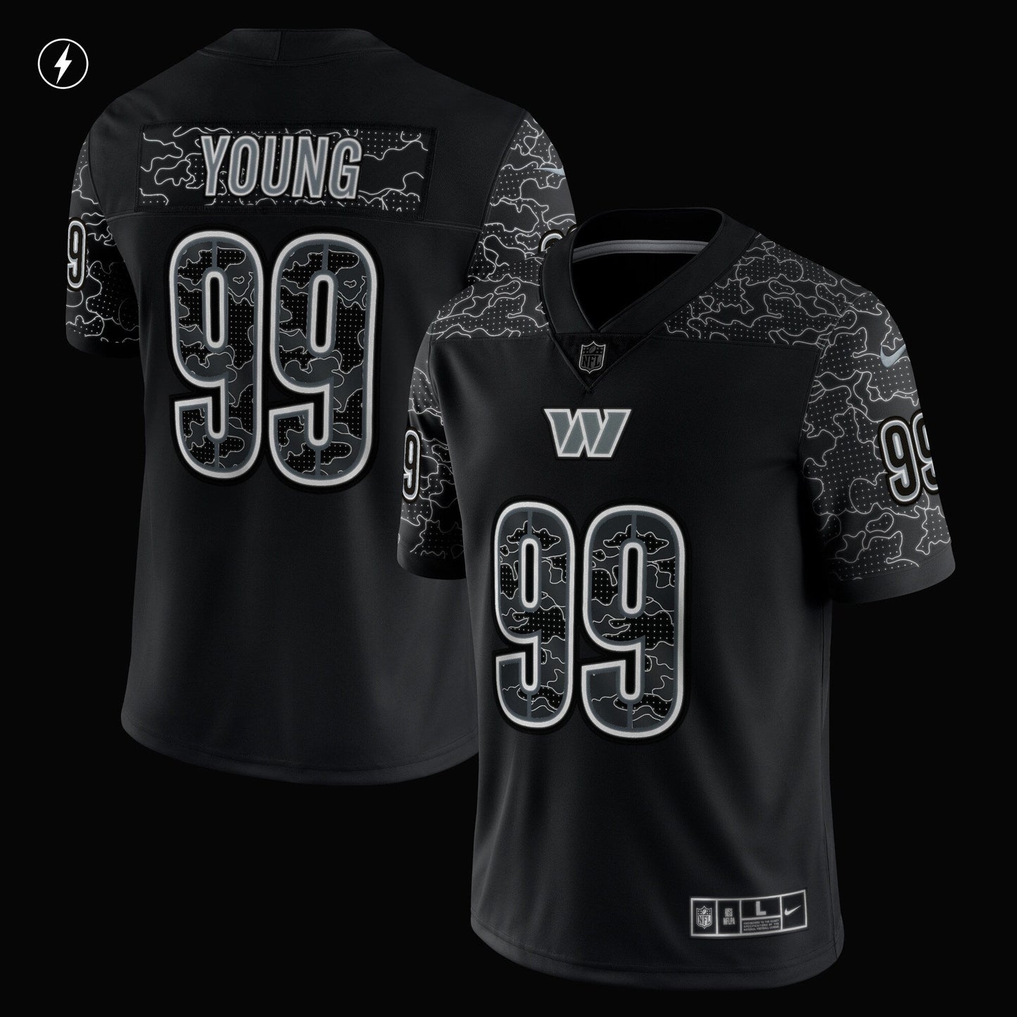 Chase Young Washington Commanders Nike RFLCTV Limited Jersey - Black football jersey product view 2