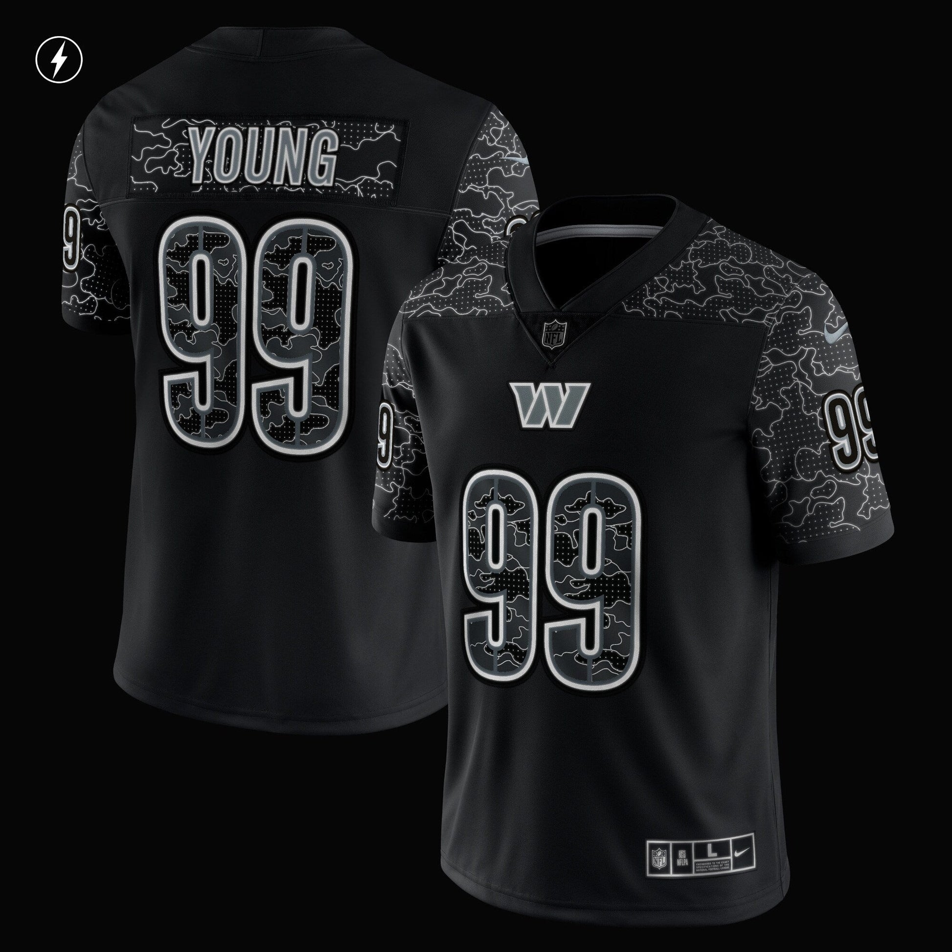 Chase Young Washington Commanders Nike RFLCTV Limited Jersey - Black football jersey product view 2
