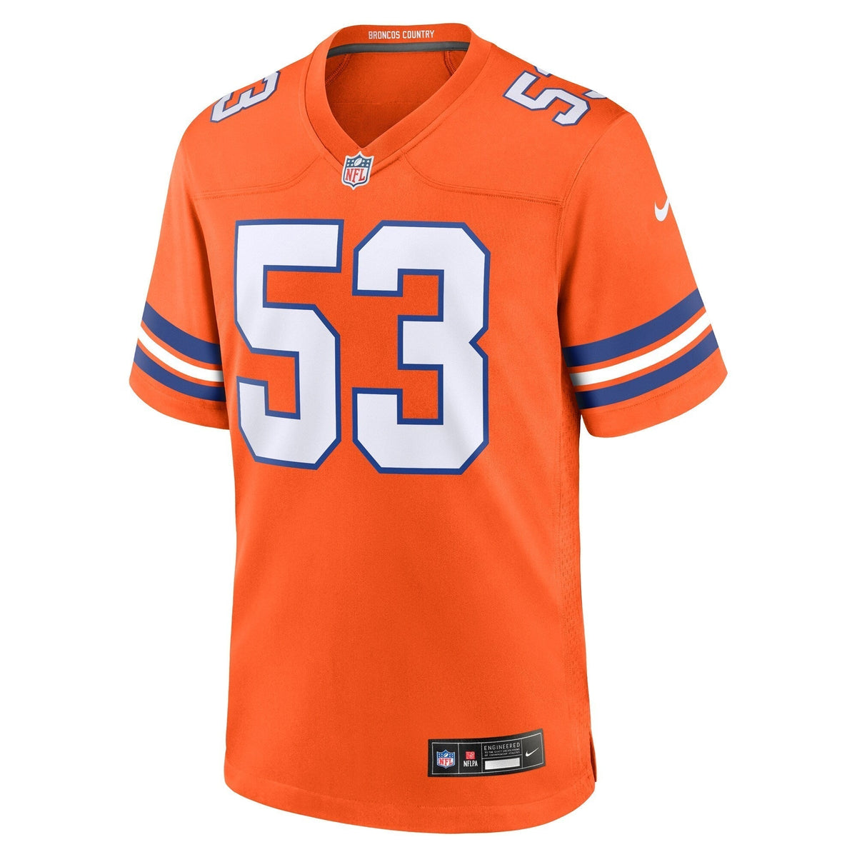 Randy Gradishar Denver Broncos Nike Mile High Collection 1977 Throwback Retired Game Jersey - Orange football jersey product view 2