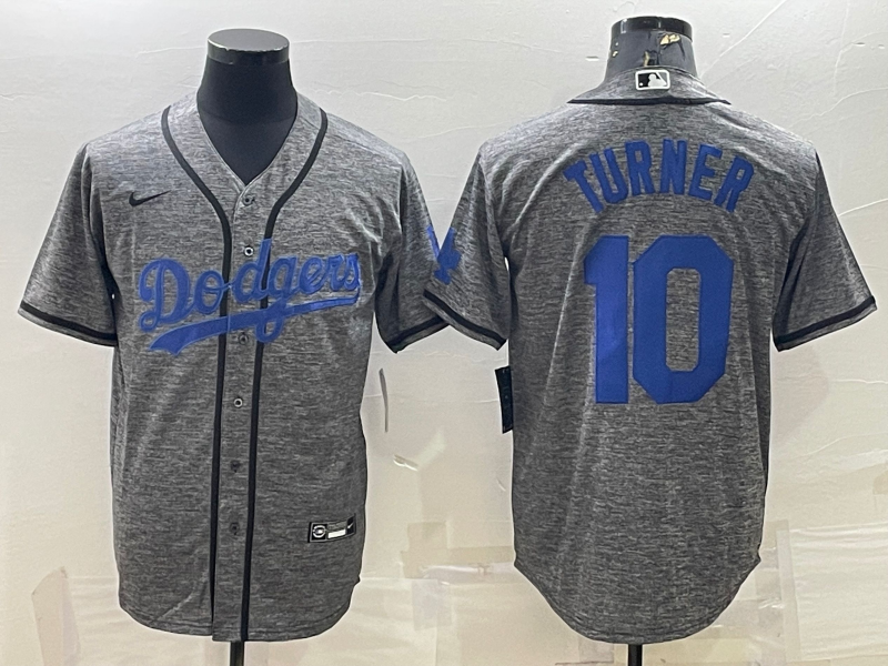 Men's Los Angeles Dodgers Justin Turner Nike Gray City Connect Replica Player Jersey1 baseball jersey product view 1