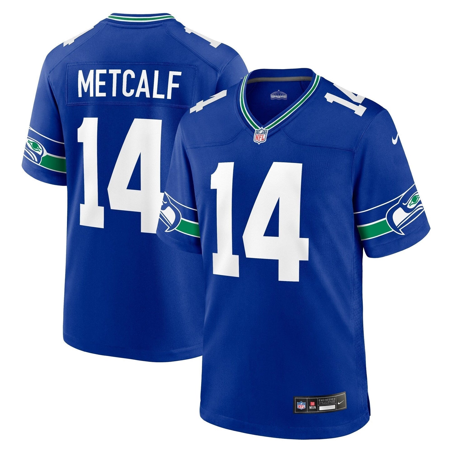 DK Metcalf Seattle Seahawks Nike Throwback Game Jersey - Royal football jersey product view 1