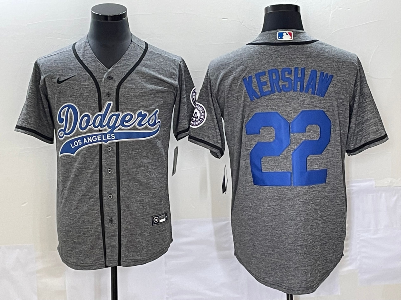 Men's Los Angeles Dodgers Clayton Kershaw #22 Gray Game Jersey1 Joint Edition baseball jersey product view 1