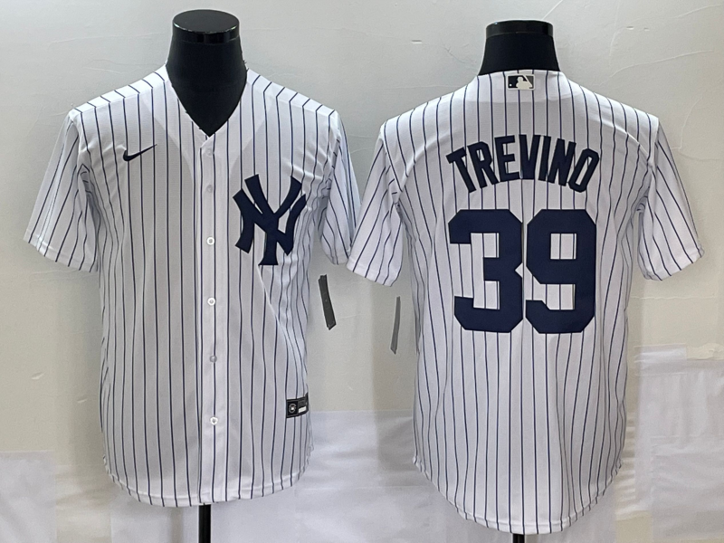Men's New York Yankees Jose Trevino #39 White Home Replica Player Jersey1 baseball jersey product view 1