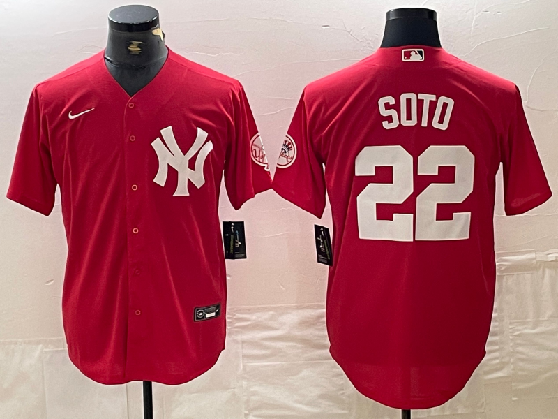 Men's New York Yankees Juan Soto #22 Red Replica Player Jersey1 baseball jersey product view 1