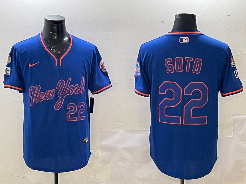 Men's New York Mets Juan Soto #22 Royal Replica Player Jersey1 baseball jersey product view 1