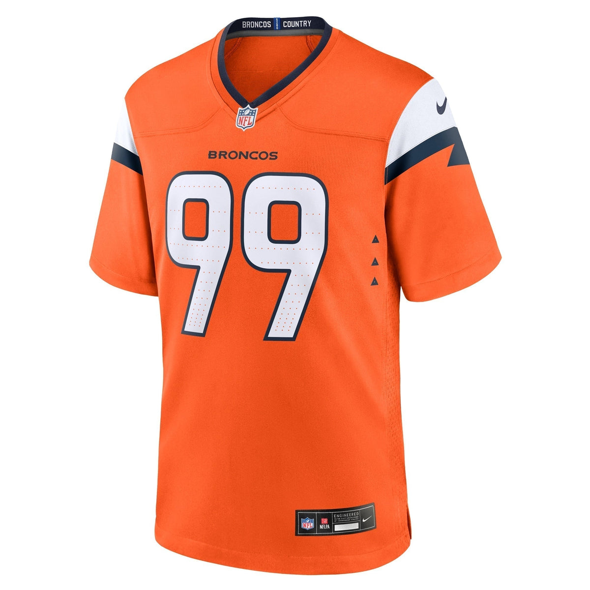 Zach Allen Denver Broncos Nike Team Game Jersey - Orange football jersey product view 2