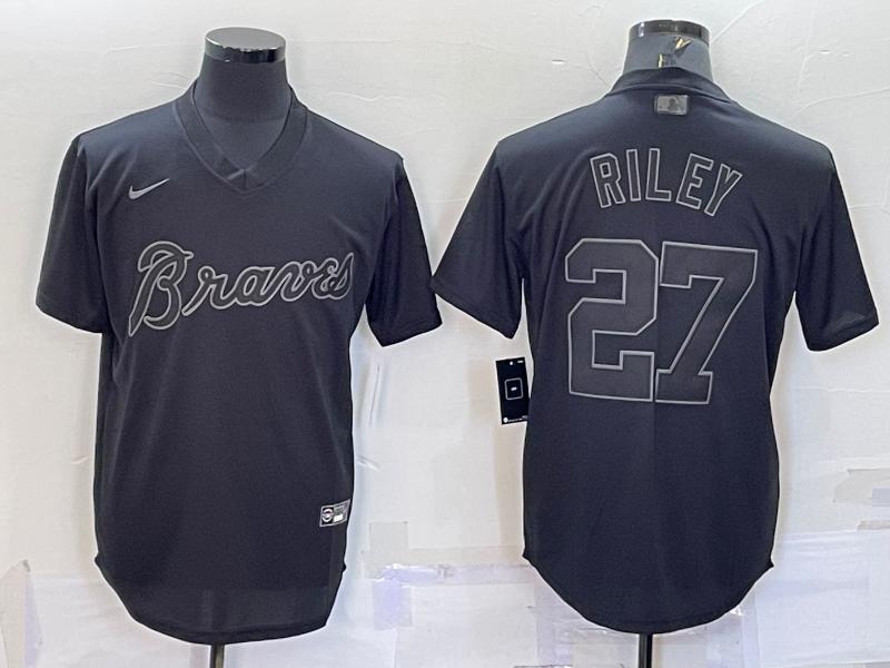 Men's Atlanta Braves Austin Riley #27 Black Replica Baseball Jersey1 baseball jersey product view 1