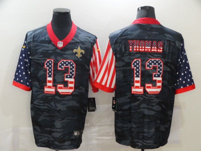 Men's New Orleans Saints Michael Thomas #13 Gray Camouflage Game Player Jersey1 football jersey product view 1