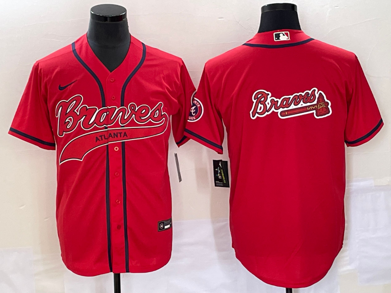 Men's Atlanta Braves Red Replica Team Jersey1 Joint Edition baseball jersey product view 1