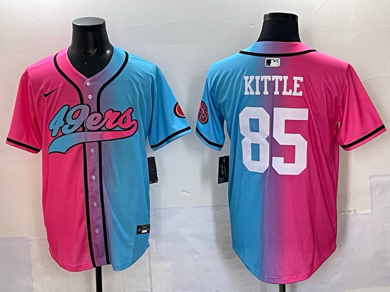 Men's San Francisco 49ers George Kittle #85 Pink/Blue Game Jersey football jersey product view 1