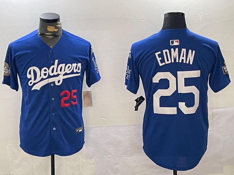 Men's Los Angeles Dodgers Tommy Edman #25 Royal Replica Player Jersey1 baseball jersey product view 1
