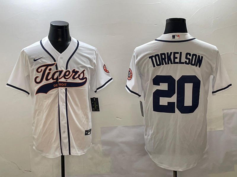 Men's Detroit Tigers Spencer Torkelson #20 White Player Jersey1 baseball jersey product view 1