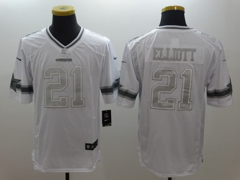 Men's Dallas Cowboys Ezekiel Elliott #21 White Game Team Jersey1 football jersey product view 1
