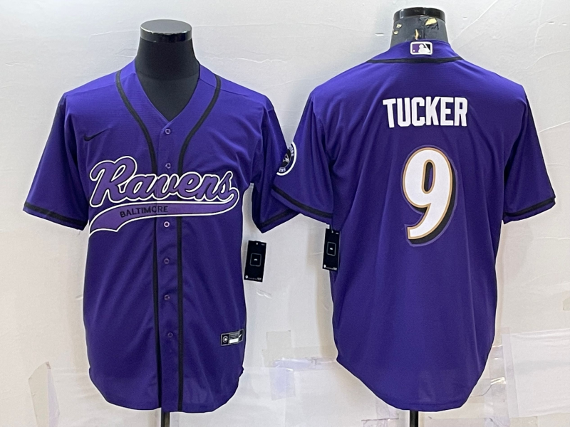 Men's Baltimore Ravens Justin Tucker #9 Purple Game Jersey1 Joint Edition football jersey product view 1