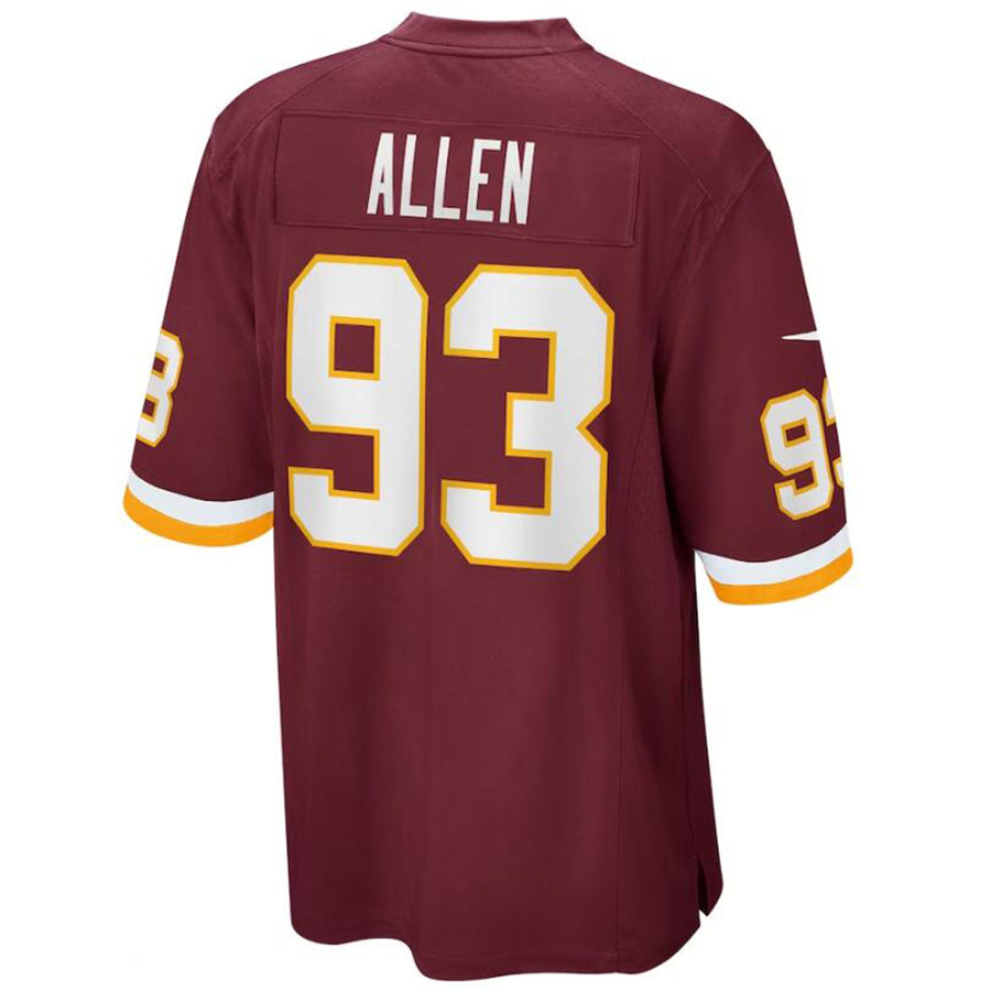 W.Commanders #93 Jonathan Allen Player Burgundy Replica Game Football Jerseys football jersey product view 1