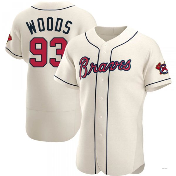Atlanta Braves #93 William Woods Cream Alternate Jersey Stitches Baseball Jerseys baseball jersey product view 1