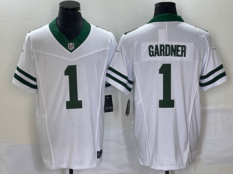 Men's New York Jets Ahmad Sauce Gardner #1 White Legacy Vapor F.U.S.E. Limited Jersey1 football jersey product view 1