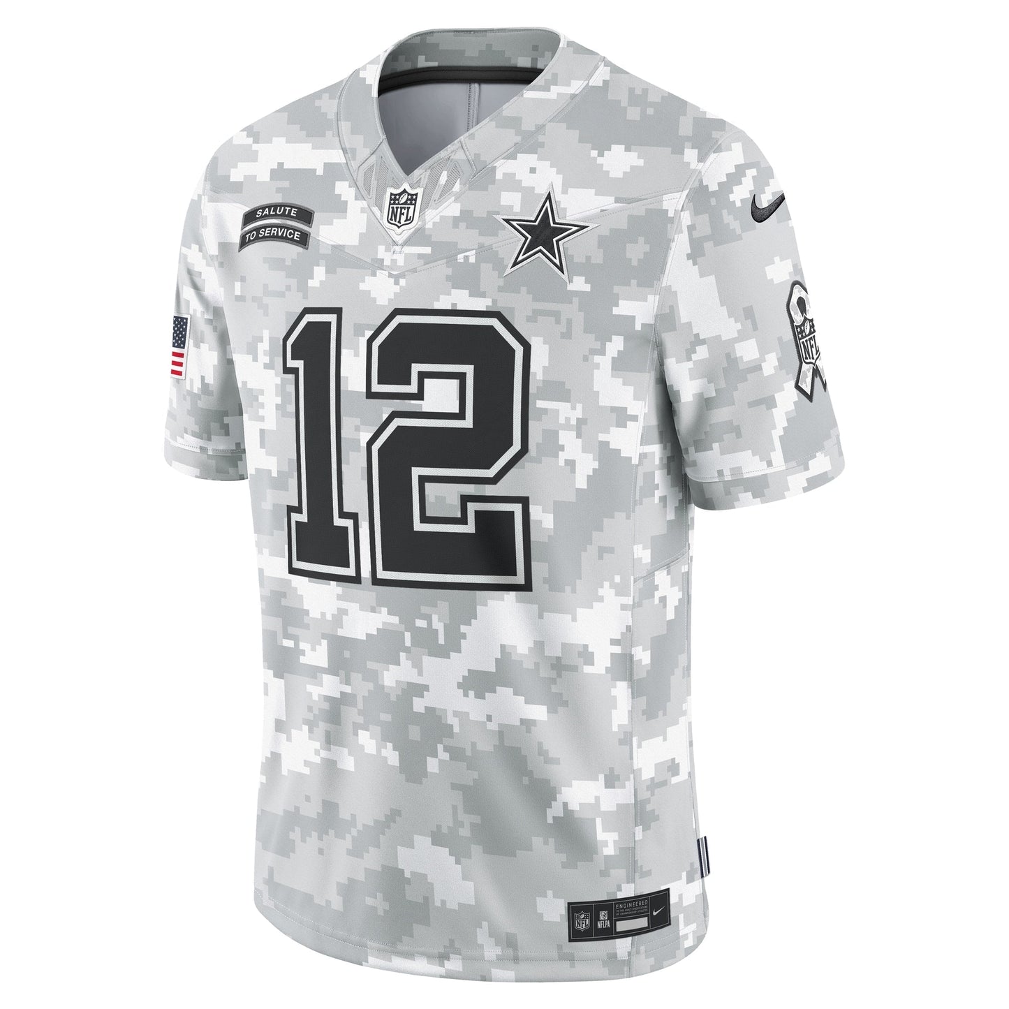 Roger Staubach Dallas Cowboys Nike 2024 Salute to Service Retired Limited Jersey - Arctic Camo football jersey product view 2