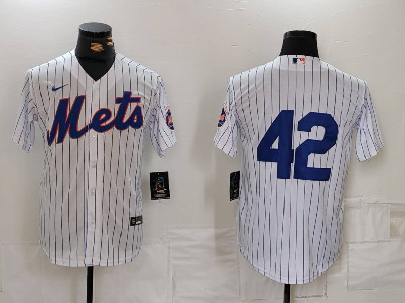 Men's New York Mets White 2024 Jackie Robinson Day Home Limited Jersey1 baseball jersey product view 1