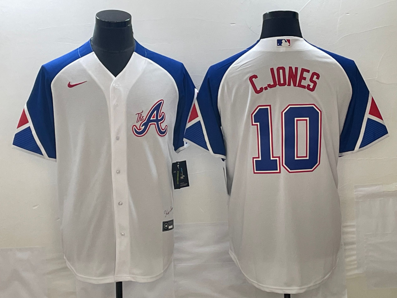 Men's Atlanta Braves Chipper Jones #10 White 2023 City Connect Replica Player Jersey1 baseball jersey product view 1