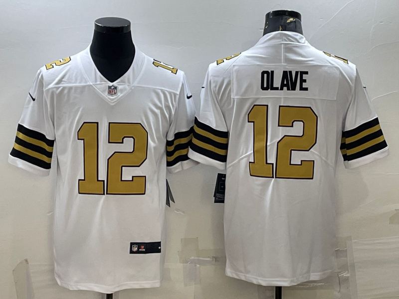 Men's New Orleans Saints Chris Olave #12 White Player Game Jersey1 football jersey product view 1
